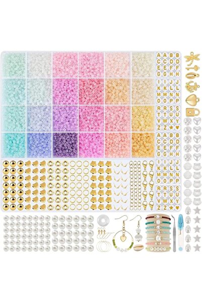 KASTWAVE Multi-Colored 3mm Seed Beads Jewelry Making Kit, Complete DIY Bracel...