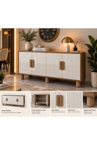 RUHAT METAL OPAL 4 Kapaklı MDF Konsol