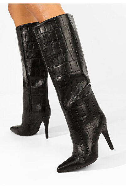 B T Shoes Knee-High Boots - Black - Stiletto Heels