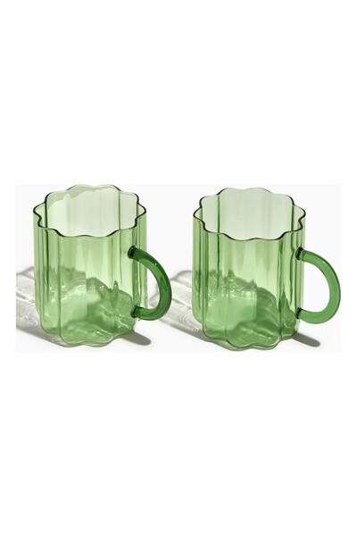 Fazeek Wave Borosilicate Glass Mug Set