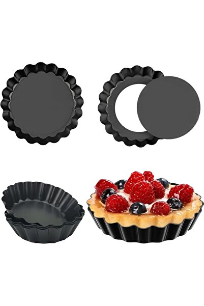 Khazna 8 Pack Mini Tart Pan 4 Inch with Removable Bottom Fluted Sides Fruit P...