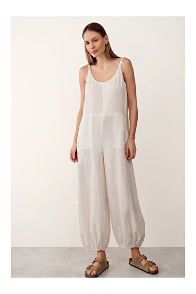 THE WHITE COMPANY Linen Crew Neck Linen Women's Jumpsuit