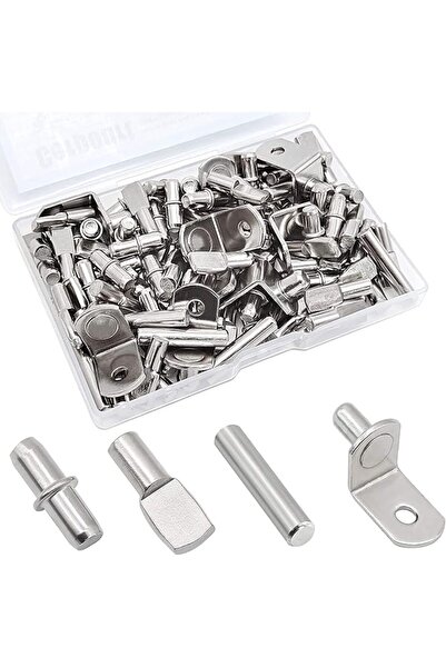 SYOSI Shelf Pins Kit,4 Styles Nickel Plated Shelf Support Pegs, Bookshelf Peg...