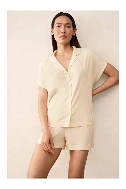 THE WHITE COMPANY Ribbed Satin Women's Short Pajama Set