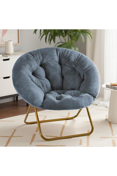 Chulovs Oversized Faux‑Fur Foldable Lounge Chair, Thick Plush Padded Comfy Ch...