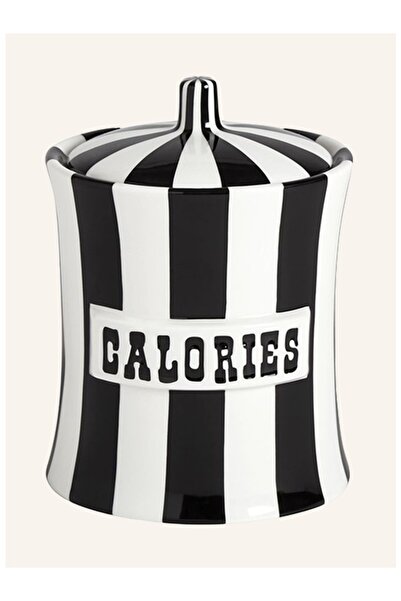 Jonathan Adler Vice Black/Cream Storage Container, 20 Cm, Glazed Striped Lid ...