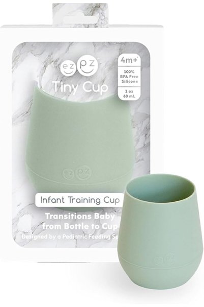 EZPZ Ez Pz Tiny Cup (Sage) - 100% Silicone Training Cup For Infants - Designe...