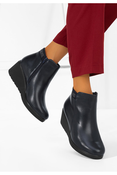 B T Shoes Βερόνεα ναυτικά μποτάκια πλατφόρμας