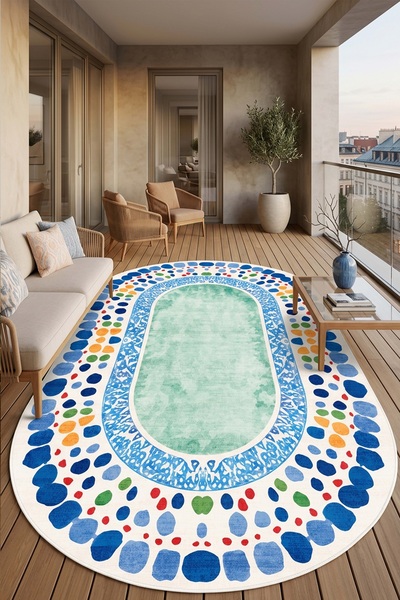 West Home Makinede Yıkanabilir Kaymaz Taban Leke Tutmaz Dijital Salon Mutfak Balkon Halısı ve Yolluk