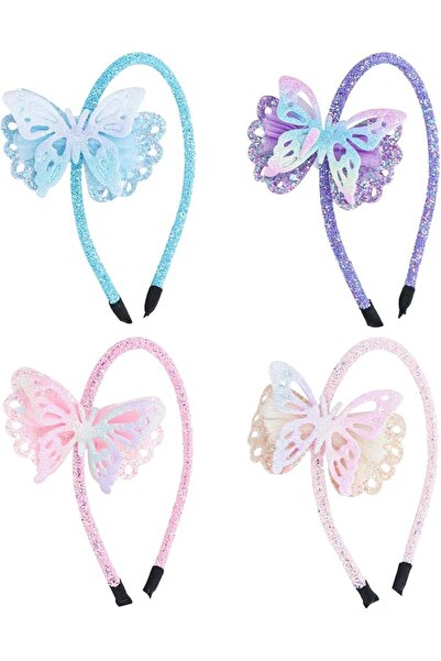 NALACAL Toddler Headband with Bow, 4 Pcs Glitter Sequins Hairband, Non Slip F...