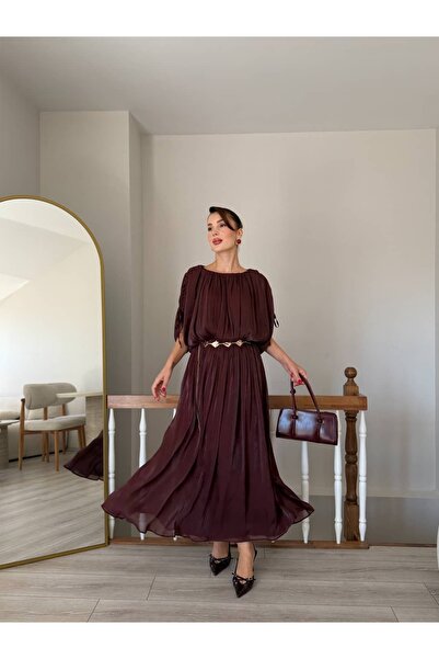 YK FASHION Volanlı Kemerli Elbise