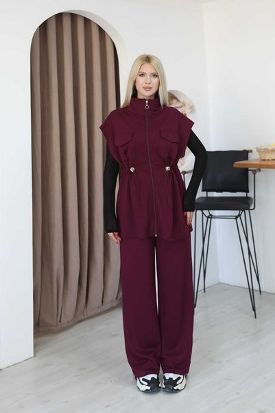 MODAELA Beli Gathered Detailed Comfortable Vest and Pants Two-Piece Set