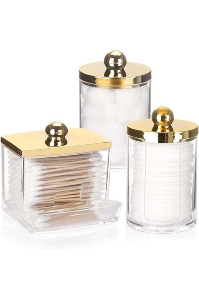 ALMEKAQUZ 3Pcs Qtips Dispenser, Bathroom Organizers and Storage Containers, P...