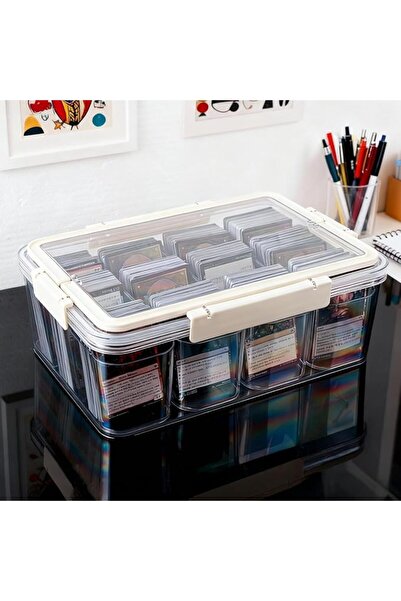 SYOSI Card Storage Box 3100+ Acrylic Clear Organizer, 4 Removable Cases with ...