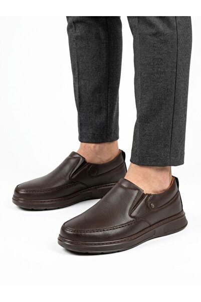 Gönbeler Men's Brown Gel Sole Heel Spur Shoes Lightweight Poly Sole Stitched ...