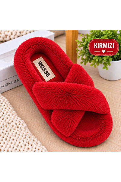 WOSSE KADIN ÇAPRAZ TÜYLÜ PELUŞLU EV TERLİĞİ