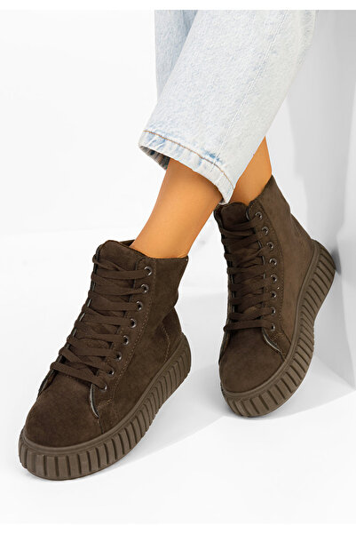 B T Shoes Τζοπλίνα μπότες πλατφόρμας καφέ