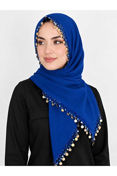 Cenk Blue Trend El İşi Tığ Oyalı Yazma Nazar Boncuklu Para Pullu Yazma 100*100