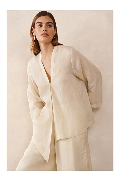 THE WHITE COMPANY Ramie Fabric Draped Women's Oversize Shirt