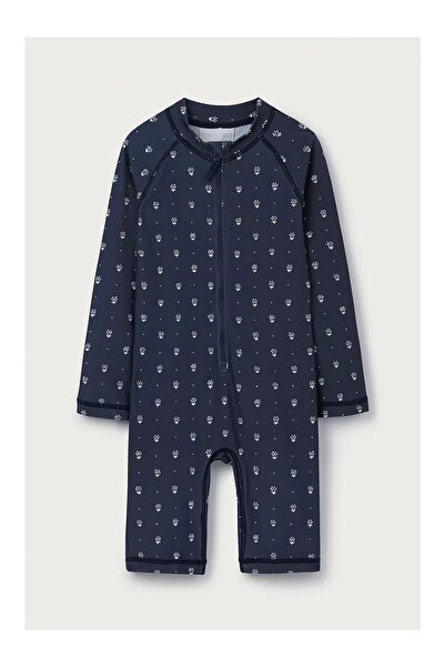 THE WHITE COMPANY بدلة سباحة للفتيات الصغيرات مزينة بنقشة ديزي وحماية من الأش...
