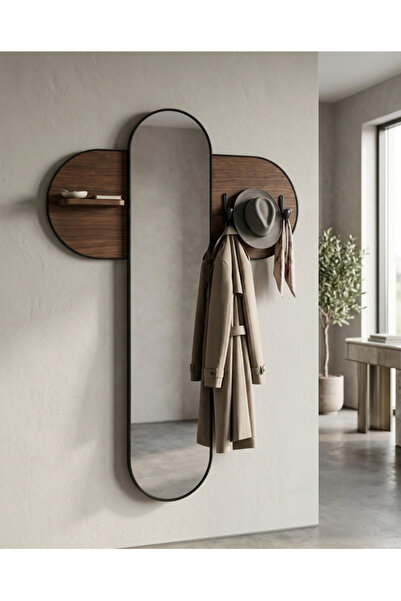 PLUS40 Modern Design Vertical Wall-Mounted Entryway Mirror with Clothes Hange...