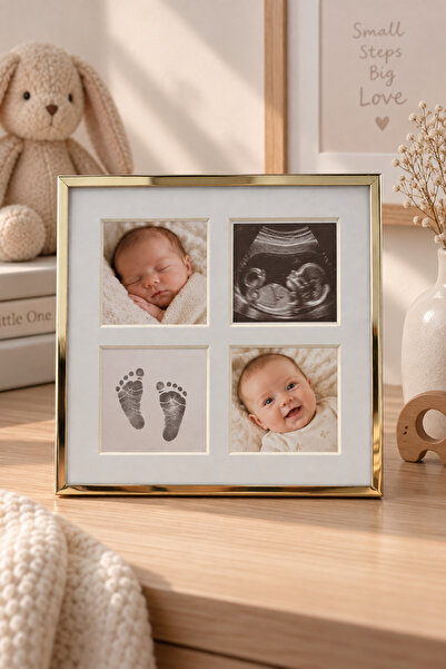 Eq deco Golden Line Metal 4 Bölmeli Fotoğraf Çerçevesi 15x15 cm Masaüstü Dekoratif Çerçeve