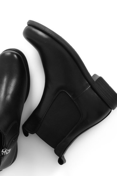 MY DERİ Allow Women's Genuine Leather Rubber Detailed Zippered Ankle Boots B4748
