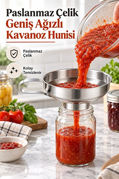 Genel Markalar Paslanmaz Çelik Geniş Ağızlı Kavanoz Hunisi