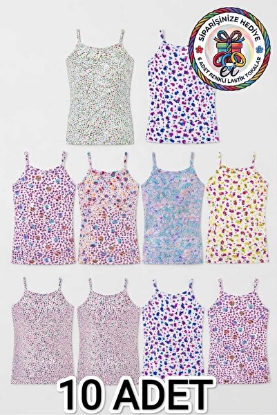 Tutku Girl's 10-Pack Mixed Patterned Cotton Lycra Strap Tank Tops - 6 Pieces ...