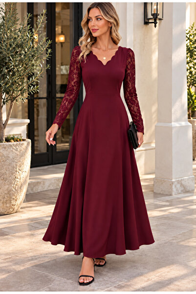 Kokosh moda Διαχρονική κομψότητα Γυναικείο βραδινό φόρεμα με δαντελένια λεπτο...