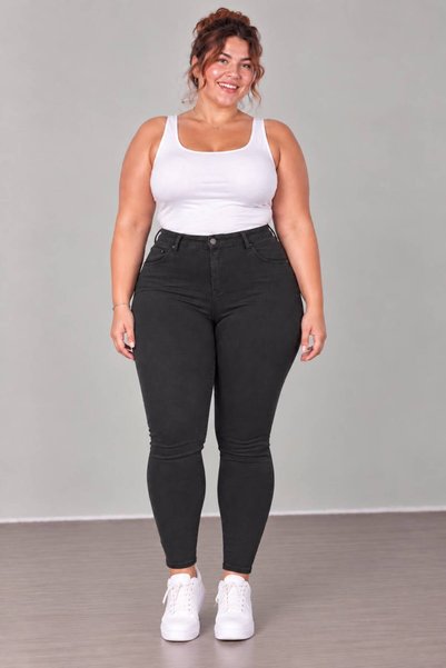 nd jeans Yeni Sezon Premium Büyük Beden Yüksek Bel Esnek Slim Fit Dar Paça Kadın Jean Kot Pantolon