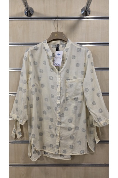 trendbysena Women's Shirt with Tie Sleeves 100% Cotton
