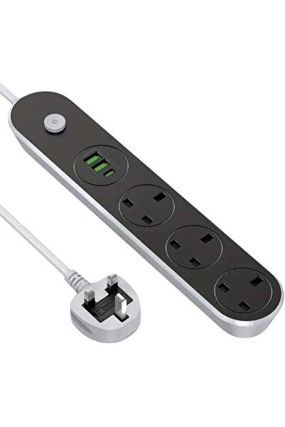 Generic Power Extension Cord, 5 meter Power Strip has 2USB 1PD Type C & 3UK P...