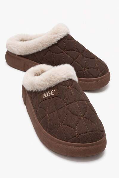 CCWAY AYAKKABI Women's Embroidered Gondola House Slippers Brown