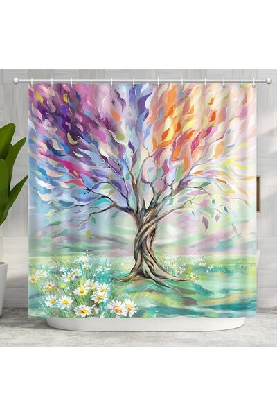 SWIUKPHE Oil Painting Tree Shower Curtain, Waterproof Polyester