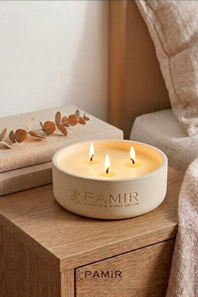 pamircandles American Vanilla Kokulu Mum | Dekoratif Taş Mum | Kapaklı, Dikey...