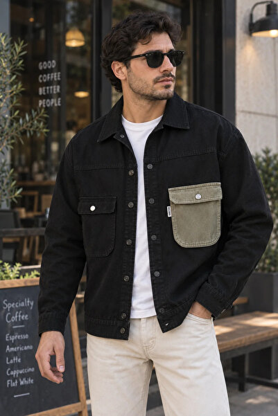 Marlow Kontrast Cepli Denim Ceket