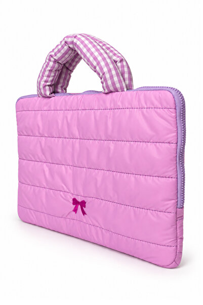 Ecrou Bow Embroidered Parachute Laptop Bag Lilac