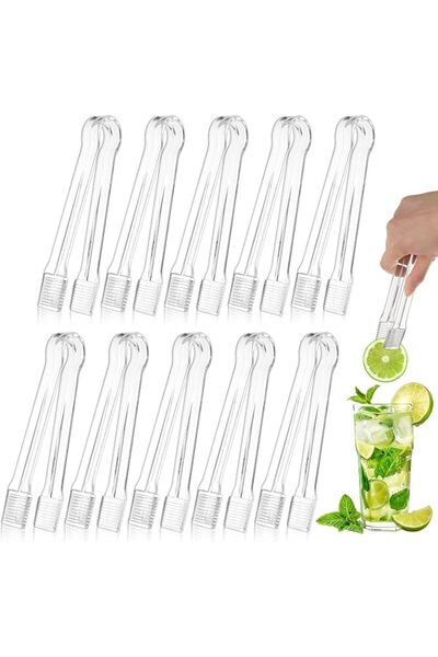 ALMEKAQUZ 10 PCS Plastic Serving Tongs, Disposable Plastic Tongs, Clear Kitch...