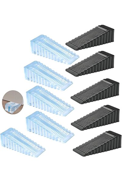 Aputue 10 Pcs Heavy Duty Slip-Resistant Rubber Door Stopper Wedge, Black, Sta...