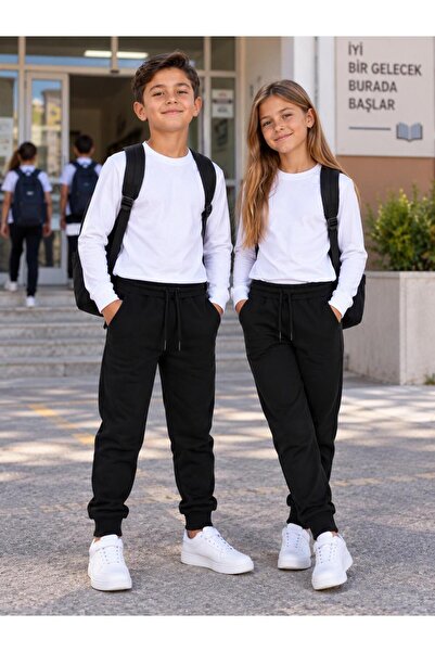 BELMİRO 2 li paket Kışlık Şardonlu 3 iplik Cepli Kız ve Erkek unisex Çocuk Eş...
