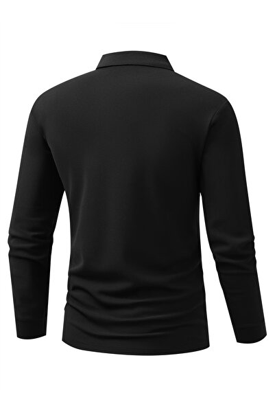 l'eivor Polo Collar Long Sleeve Regular Fit Milano Printed Cotton Men's T-Shirt