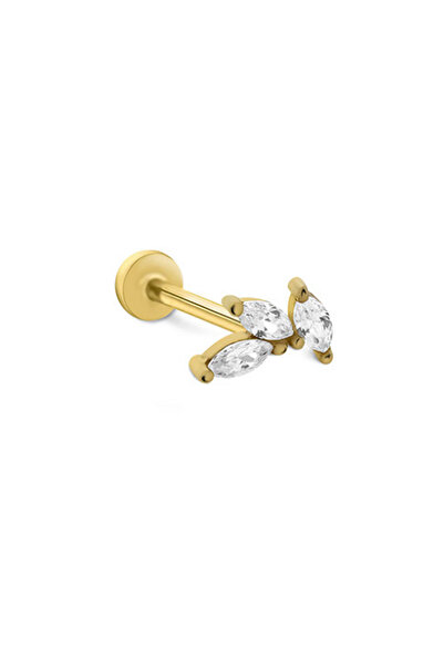 YAVUZ KUYUMCULUK 14 Ayar Altın Üçlü Markiz Tragus Piercing