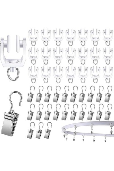 ALMEKAQUZ 60 Pcs Curtain Track Roller Hooks, Rail Ceiling Gliders Set Plastic...
