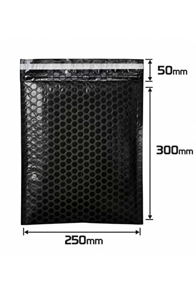 Packanya Balonlu Siyah Bantlı Kargo Poşeti 25x30+5 - 50 Adet