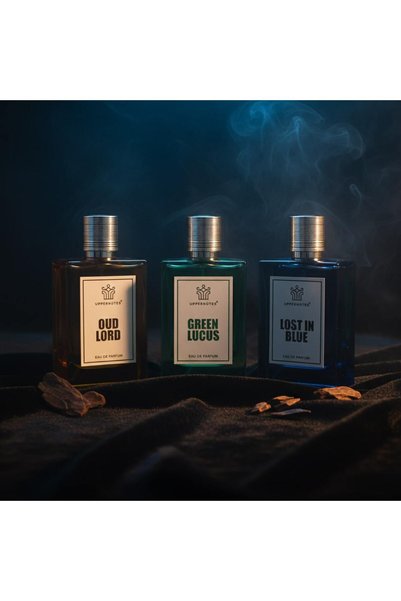Uppernotes Signature Trio {Oud Lord 80ml, Lost in Blue 80ml, Green Lucus 80ml) | Long Lasting Men and Women Perfumes | 80ml each