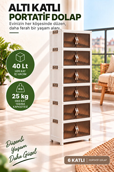 EVONİTA 6 Katlı Portatif Organizer Dolap – 240 LT