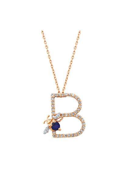 BEE GODDESS Harf B XS Safir Pırlanta Kolye