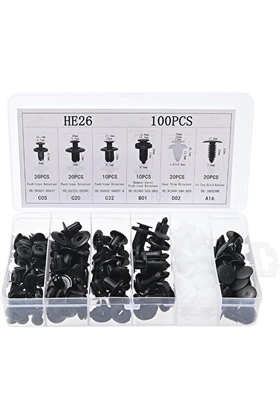 Lawazim 100 Piece Car Retainer Clips Set - 6 Sizes Assorted Car Body Push Pin...