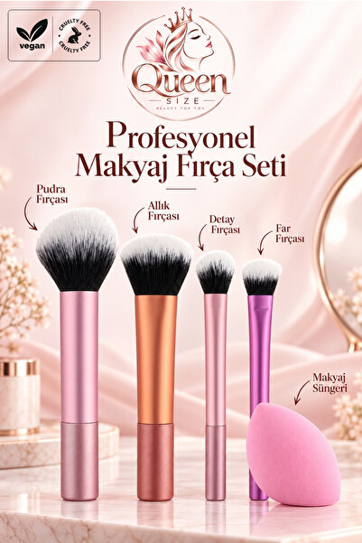 queen size Professional Touch Essentials 5 Parça Makyaj Fırça Seti 4 Fırça ve...